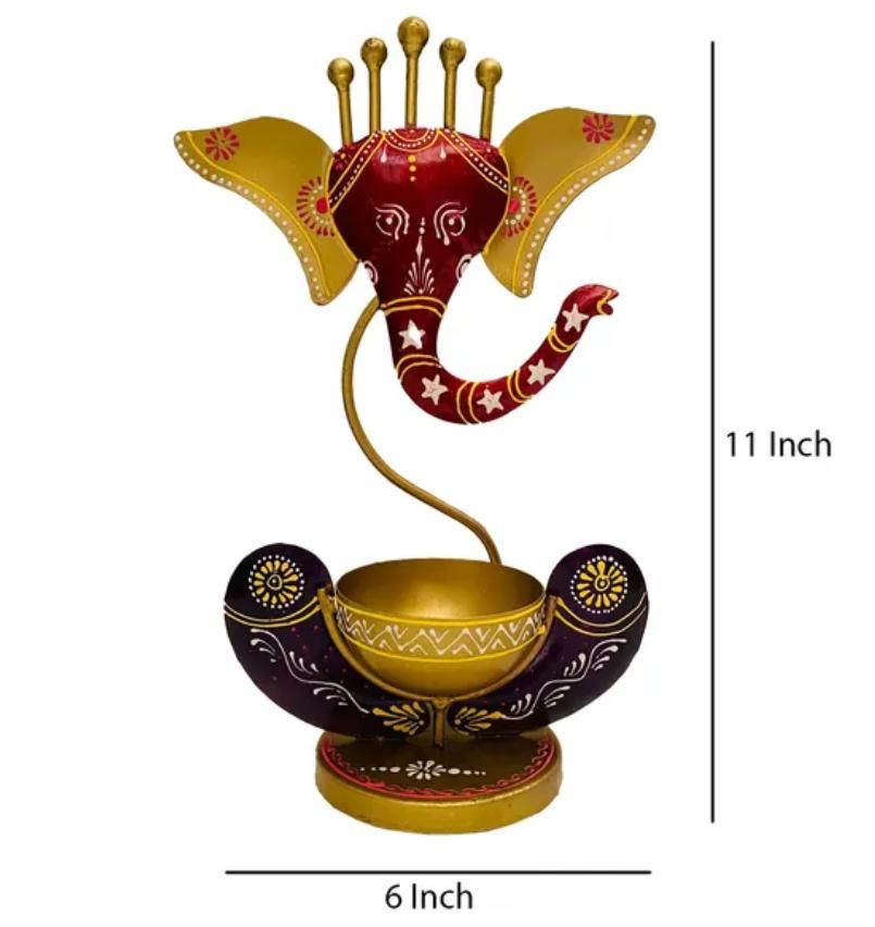 HomeSutra Intricately Crafted Spiritual Decor Ganesha with Tealight Candle Holder