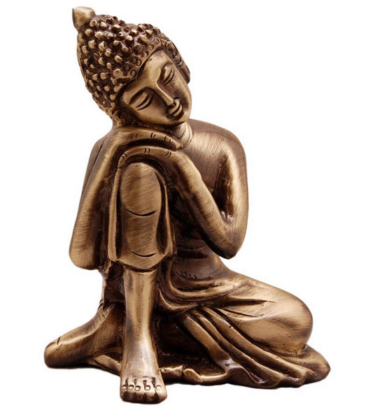 HomeSutra Metal Resting Buddha on Knee