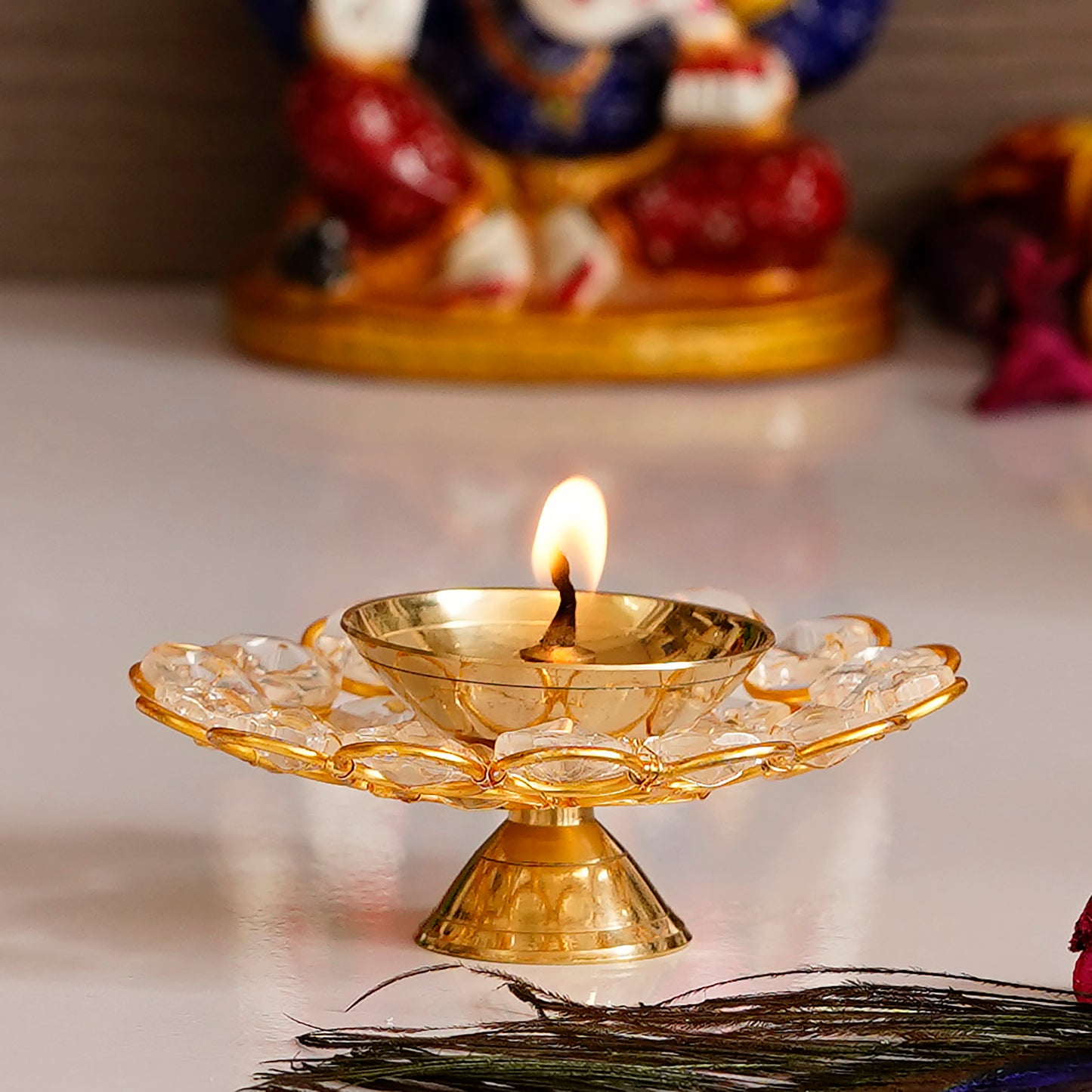 HomeSutra Bowl Shape Crystal Tea Light Holder - Large