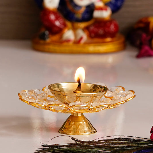 HomeSutra Bowl Shape Crystal Tea Light Holder - Large