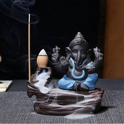 HomeSutra Handcrafted Meditation Monk Ganesha Smoke Backflow Cone Incense holder