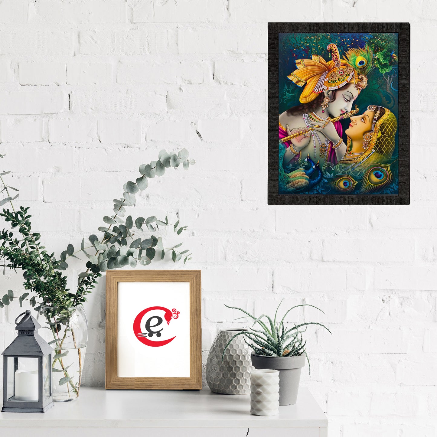 HomeSutra Radha Krishna Matt Textured UV Art Painting