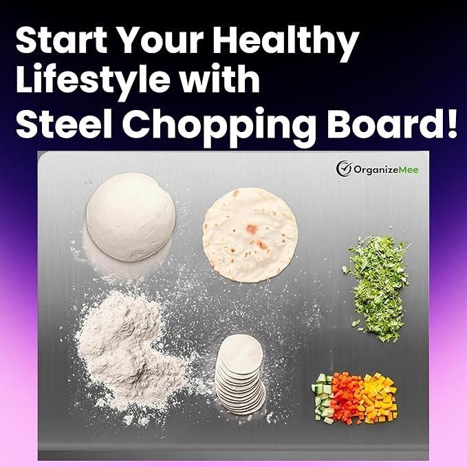 HomeSutra Stainless Steel Chopping Board (35x31cm)