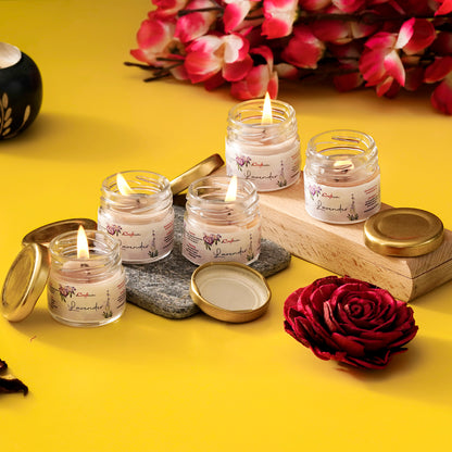HomeSutra Set of 5 Lavender Scented Minijar Candle