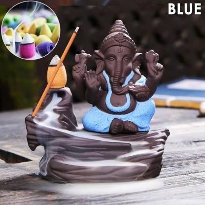HomeSutra Handcrafted Meditation Monk Ganesha Smoke Backflow Cone Incense holder
