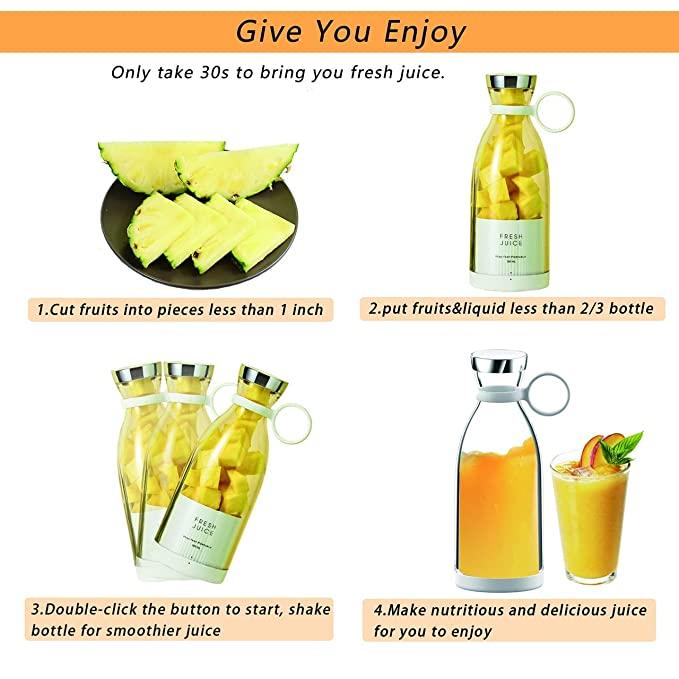 HomeSutra-Portable Blender Juicer for Smoothie, Juice, Vegetable, Shakes with 4 Blades, Wireless Charging Mini Blender