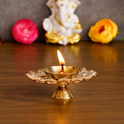 HomeSutra Bowl Shape Crystal Tea Light Holder - Large