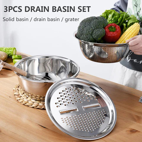 Multi-functional Grater Strainer Stainless Steel (Set of 3)