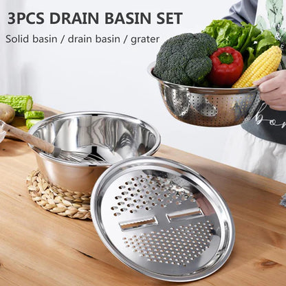 Multi-functional Grater Strainer Stainless Steel (Set of 3)