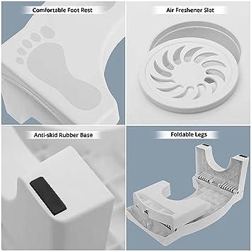 Foldable Anti-Constipation Squat Toilet Stool with Air Freshener Slot