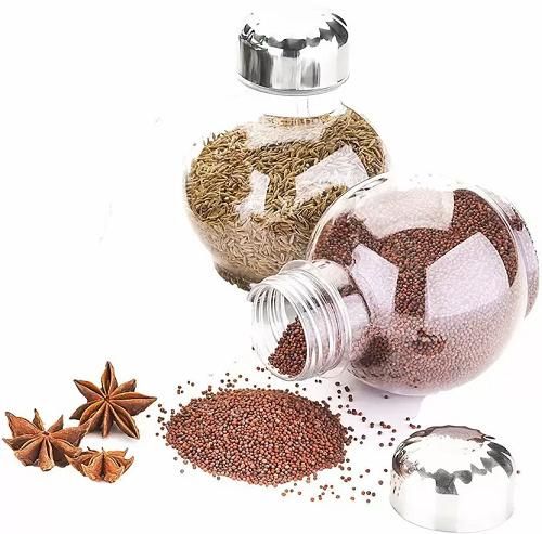 360 Degree Revolving Round Shape Transparent 16 Piece Spice Rack