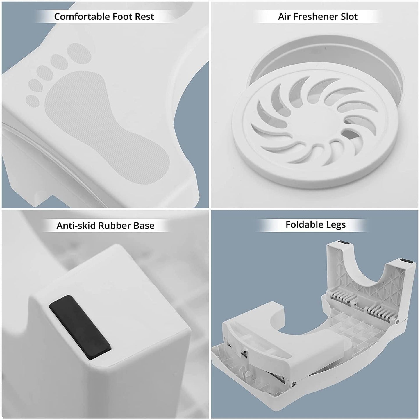 Foldable Anti-Constipation Squat Toilet Stool with Air Freshener Slot