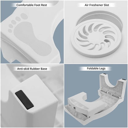 Foldable Anti-Constipation Squat Toilet Stool with Air Freshener Slot