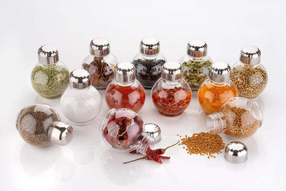 360 Degree Revolving Round Shape Transparent 16 Piece Spice Rack